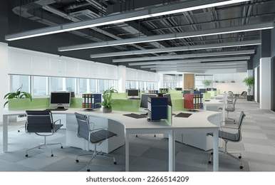 3d render of working office