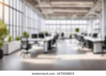 Blurred empty open space office. Abstract light bokeh at office interior background